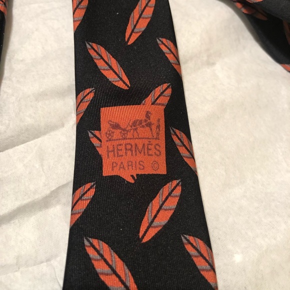 HERMES Tie/ Leaf Print - Picture 5 of 10